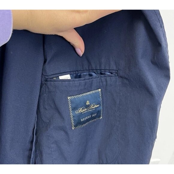 BROOKS BROTHERS Regent Fit Navy Blue Cotton Blend Sports Coat Blazer Jacket XL - Picture 2 of 14